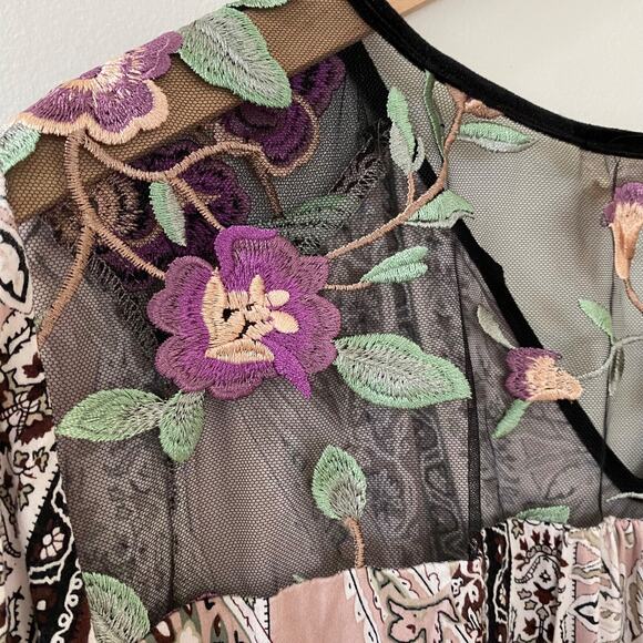 Tribal Jeans Womens Boho Top Size Large Peasant Embroidered Fairy Whimsical20 - Picture 10 of 13